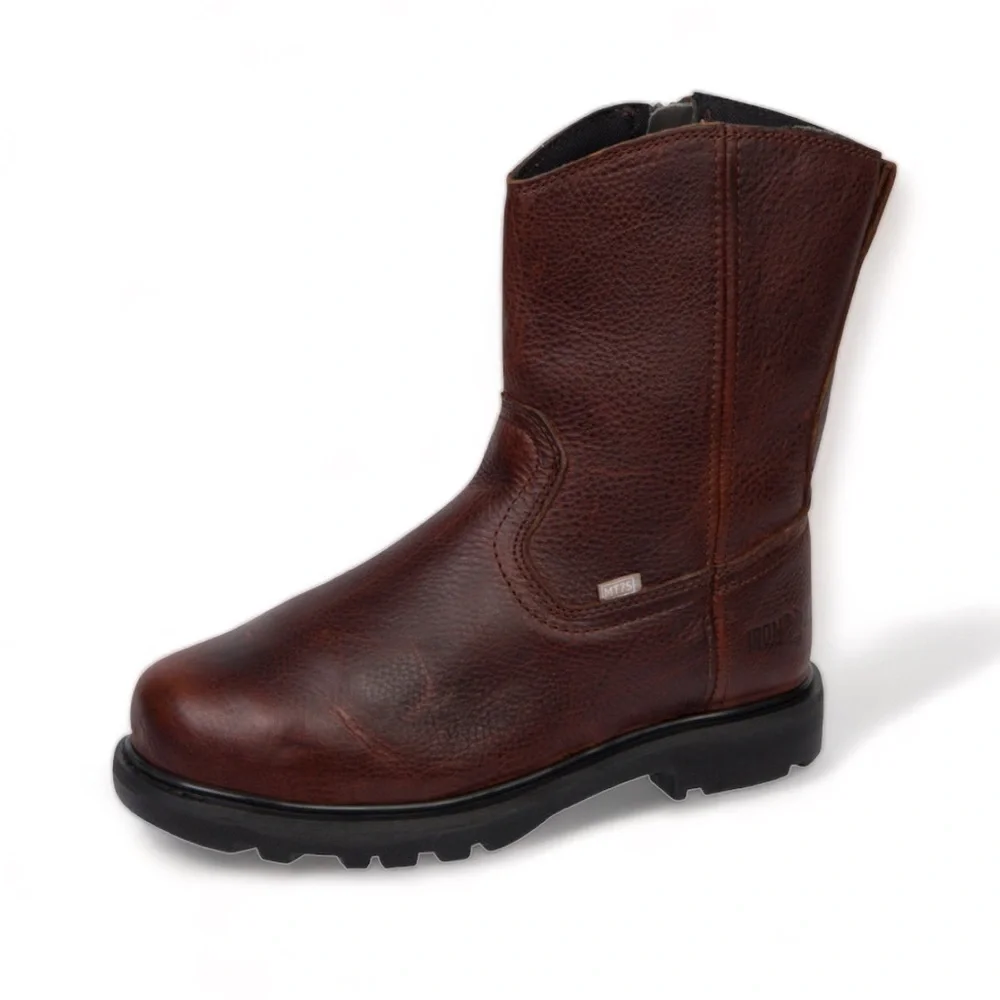 IRON AGE 10 INCH WELLINGTON WITH ZIPPER COMPOSITE TOE BROWN